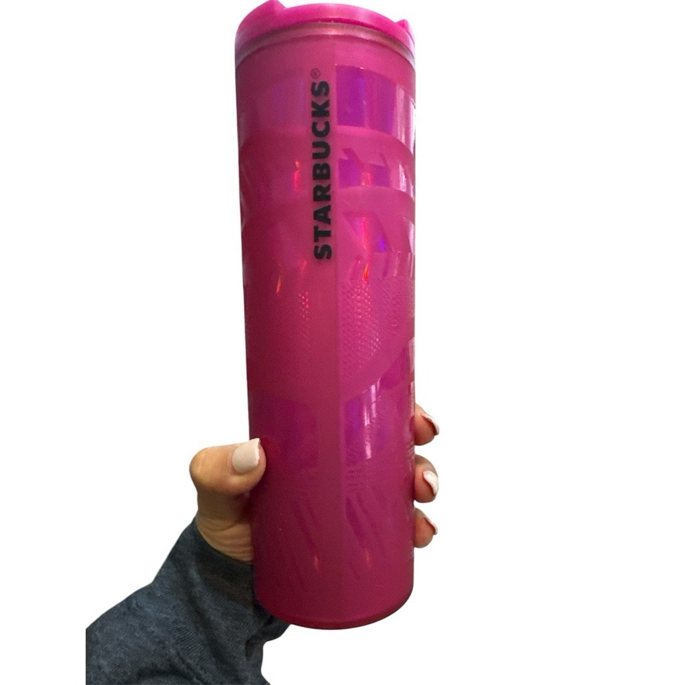 Starbucks 2021 Pink Holiday Ribbon Tumbler 16 Oz With Sip Lid